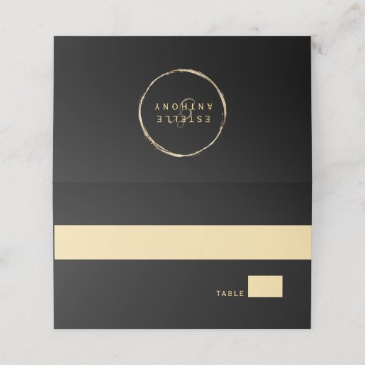 Zwart Rustiek Gouden Cirkel Lijst Ampersand Bruilo Plaatskaartje (Buitenkant ongevouwen)