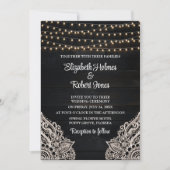 Zwart rustiek houten bruiloft uitnodiging (Voorkant)