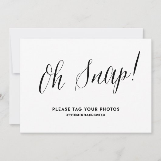 Zwart rustiek kalligrafie Instagram trouwteken (Voorkant)