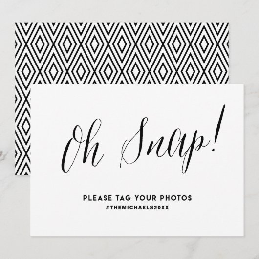 Zwart rustiek kalligrafie Instagram trouwteken (Voorkant / Achterkant)