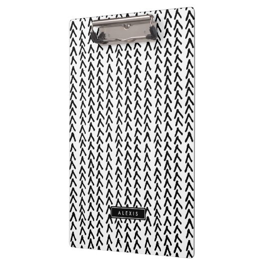 Zwart Rustiek Tribal Patroon Gepersonaliseerd Klem Klembord (Links)