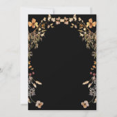 Zwart rustieke Wildflower krans Lijst herfst bruil Kaart (Achterkant)