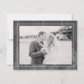 Zwart rustieke Woodgrain winter bruiloft dank u Kaart (Achterkant)