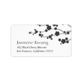 Zwart Sakura Bloemen Kersenbloesem Aziatische brui Etiket (Voorkant)