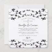 Zwart Sakura Cherry Blossoms Classy Aziatische bru Kaart (Voorkant)