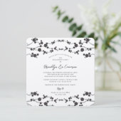 Zwart Sakura Cherry Blossoms Classy Aziatische bru Kaart (Staand voorkant)