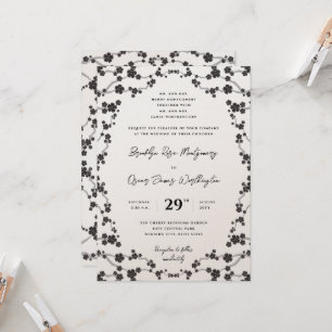 Zwart Sakura Cherry Blossoms Stijlvolle Aziatische Kaart