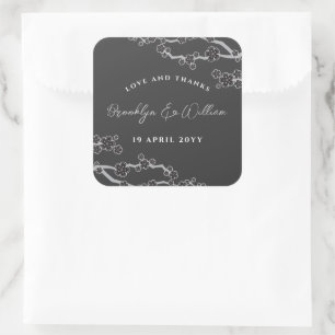 Zwart Sakura Cherry Blossoms Stijlvolle Aziatische Vierkante Sticker