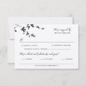 Zwart Sakura Kersenbloesem Elegante Aziatische Bru RSVP Kaartje (Voorkant)