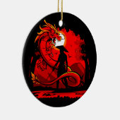 Zwart Samurai Red Dragon Japans stijlkunstwerk | Keramisch Ornament (Rechts)