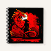 Zwart Samurai Red Dragon Japans stijlkunstwerk | Notitieboek (Voorkant)