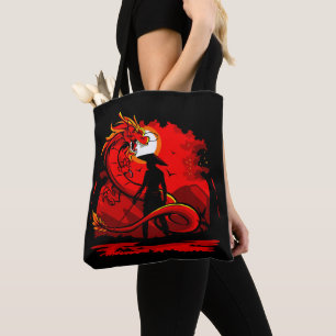 Zwart Samurai Red Dragon Japans stijlkunstwerk   Tote Bag