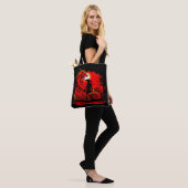 Zwart Samurai Red Dragon Japans stijlkunstwerk | Tote Bag (Op model)