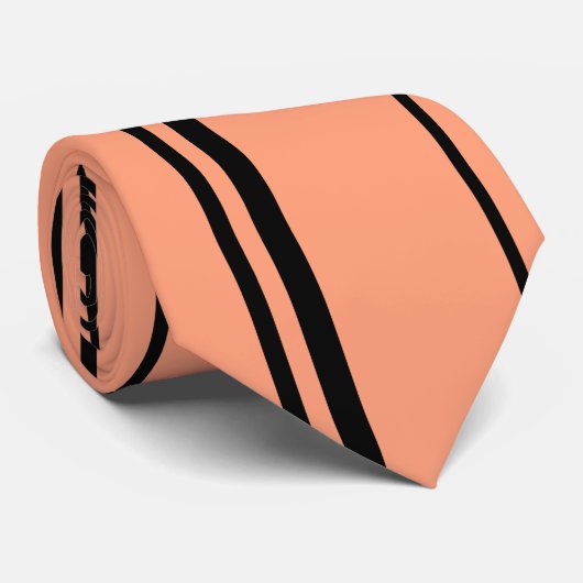 Zwart, Sandy Brown Retro Striped Stropdas (Opgerold)