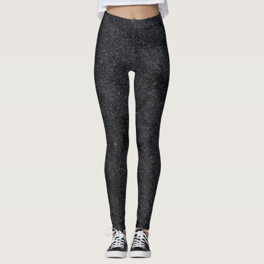 Zwart Sandy Glitter Patroon Leggings (Voorkant)