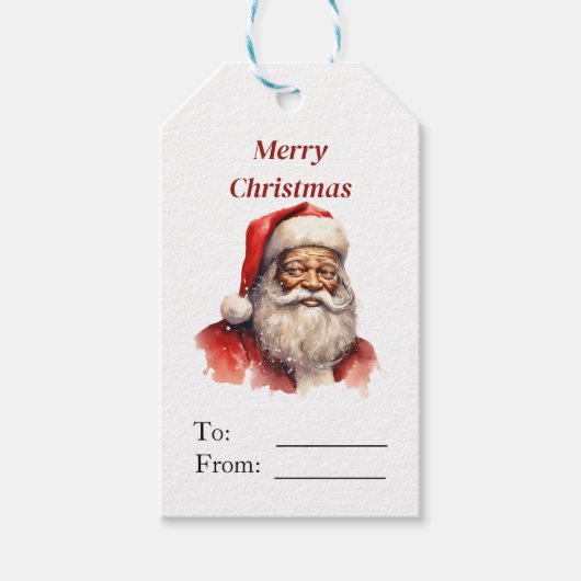 Zwart Santa Christmas Gift Label Cadeaulabel (Voorkant)