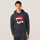 Zwart Santa Claus Emoji Xmas mannen Hoody Sweatshi (Voorkant volledig)
