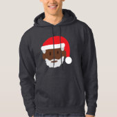 Zwart Santa Claus Emoji Xmas mannen Hoody Sweatshi (Voorkant)