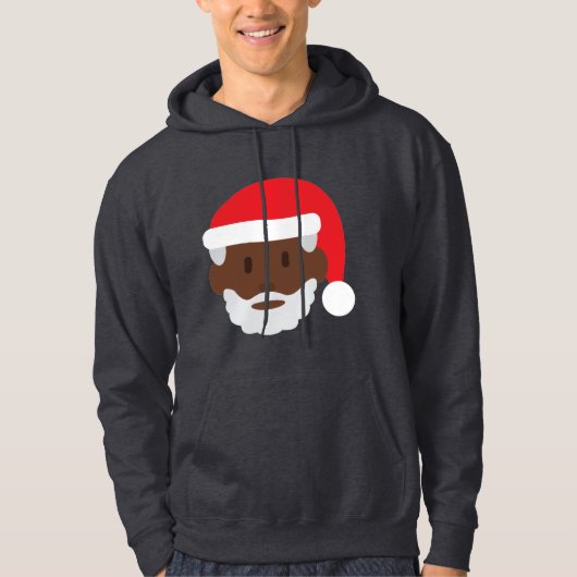 Zwart Santa Claus Emoji Xmas mannen Hoody Sweatshi (Voorkant)