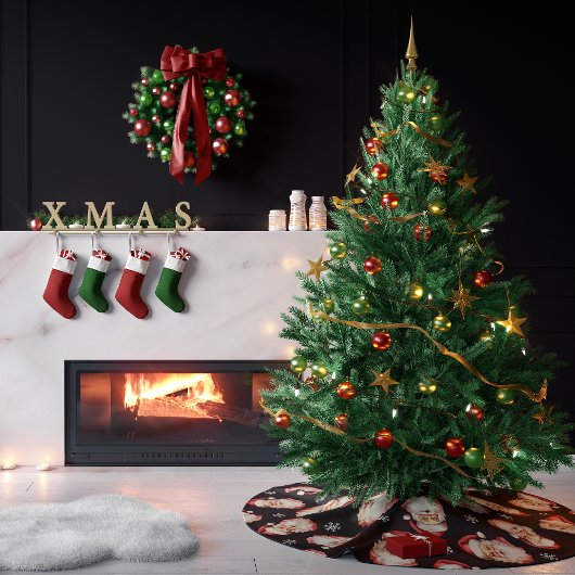 Zwart  Santa Claus Gezicht Waterverf Kerstboom Rok