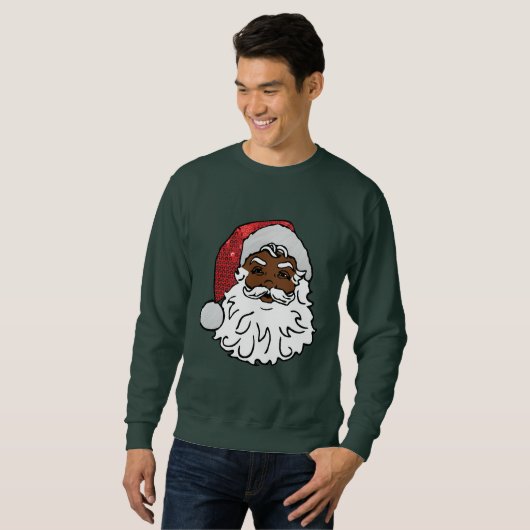 Zwart Santa Claus mannen sweatshirt (Voorkant volledig)