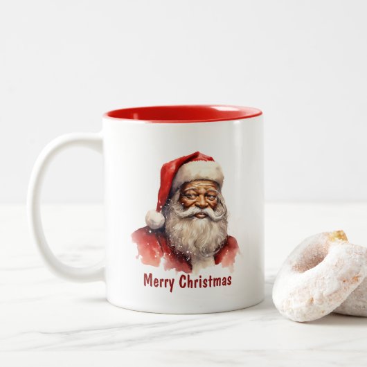 Zwart Santa Coffee Mok (Met donut)