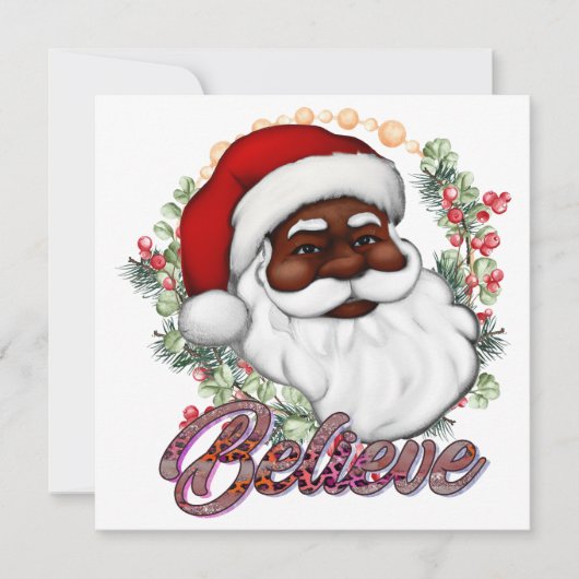 Zwart Santa Geloof Melanine Man Kerstmis Cheer (Voorkant)