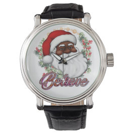 Zwart Santa Geloof Melanine Man Kerstmis Cheer Horloge