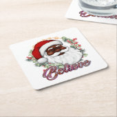 Zwart Santa Geloof Melanine Man Kerstmis Cheer Kartonnen Onderzetters (Schuin)