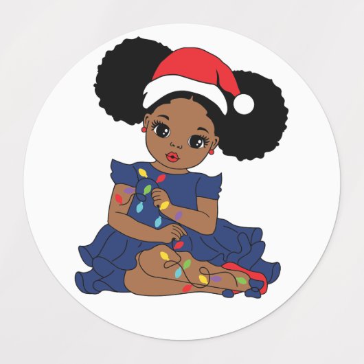 Zwart Santa Geloof Melanine Man Kerstmis Cheer Labels (Design 2)