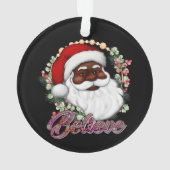 Zwart Santa Geloof Melanine Man Kerstmis Cheer Ornament (achterkant)