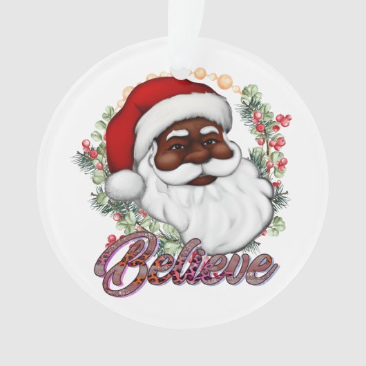 Zwart Santa Geloof Melanine Man Kerstmis Cheer Ornament (voorkant)