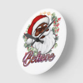 Zwart Santa Geloof Melanine Man Kerstmis Cheer Ronde Klok (Hoek)