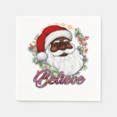 Zwart Santa Geloof Melanine Man Kerstmis Cheer Servet (Voorkant)