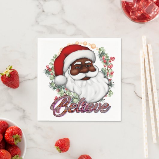 Zwart Santa Geloof Melanine Man Kerstmis Cheer Servet (Insitu)