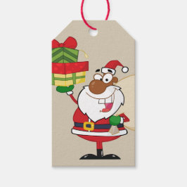 Zwart Santa Holding Gifts Paper Gift Label Cadeaulabel