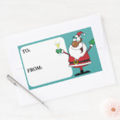 Zwart Santa Holiday Toast Gift Label Sticker (Envelop)