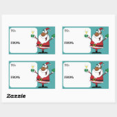 Zwart Santa Holiday Toast Gift Label Sticker (Vel)