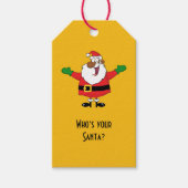 Zwart Santa Hugs Paper Gift Label Cadeaulabel (Voorkant)