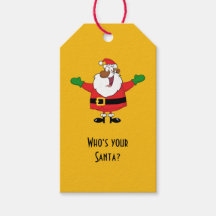 Zwart Santa Hugs Paper Gift Label