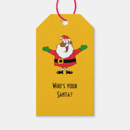 Zwart Santa Hugs Paper Gift Label Cadeaulabel