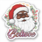 Zwart Santa Melanine Kerst Mannen Vrouwen Kinder X Sticker (Voorkant)
