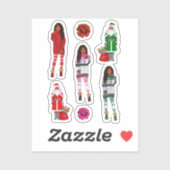 Zwart Santa Melanine Kerst Mannen Vrouwen Kinder X Sticker (Vel)