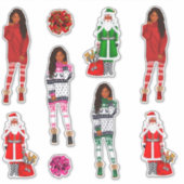 Zwart Santa Melanine Kerst Mannen Vrouwen Kinder X Sticker (Voorkant)