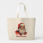 Zwart Santa Merry Christmas Canvas tas (Achterkant)