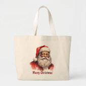 Zwart Santa Merry Christmas Canvas tas (Voorkant)