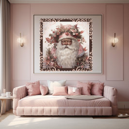 Zwart Santa Portret: Zachte roze & aardetinten Poster