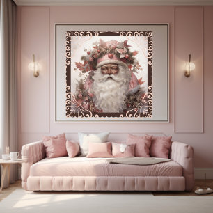 Zwart Santa Portret: Zachte roze & aardetinten Poster