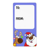 Zwart Santa & Rendier Gift Label (Voorkant)