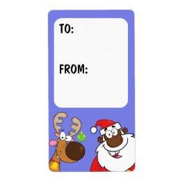 Zwart Santa & Rendier Gift Label